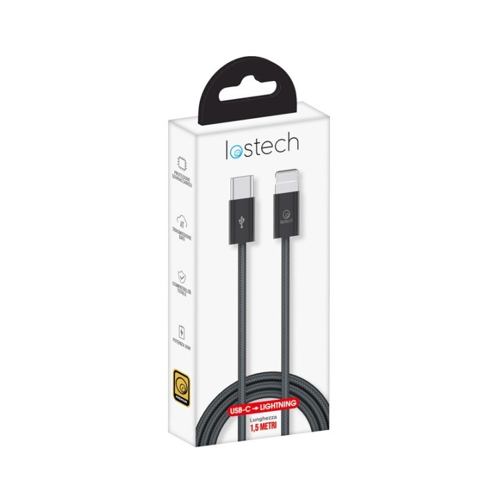 CAVO USB C / LIGHTNING 1,5 M 30W NERO