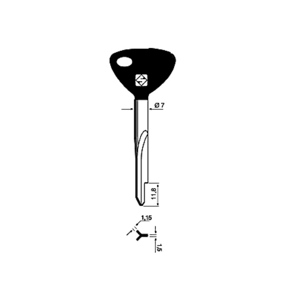 SILCA XF1P CHIAVE CROCE TESTA PLASTICA