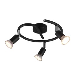 PLAFONIERA PARIS 3 LUCI GU10 NERO D. 28