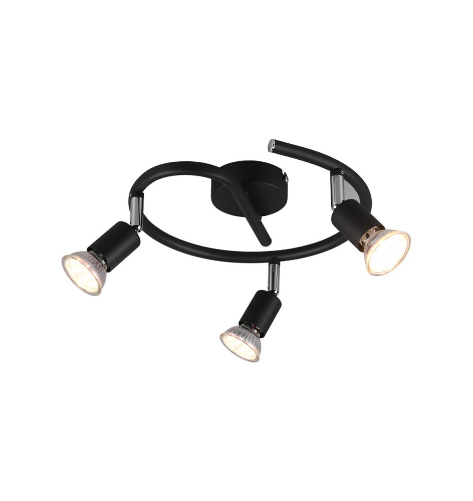 PLAFONIERA PARIS 3 LUCI GU10 NERO D. 28