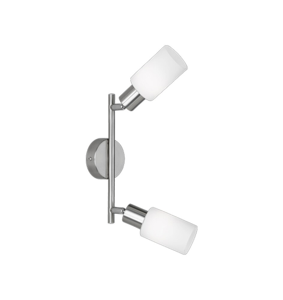 BARRA 2 FARETTI MARS E14 ACCIAIO/VETRO