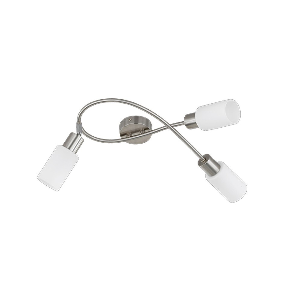 PLAFONIERA MARS 3 LUCI E14 ACCIAIO VETRO D.37