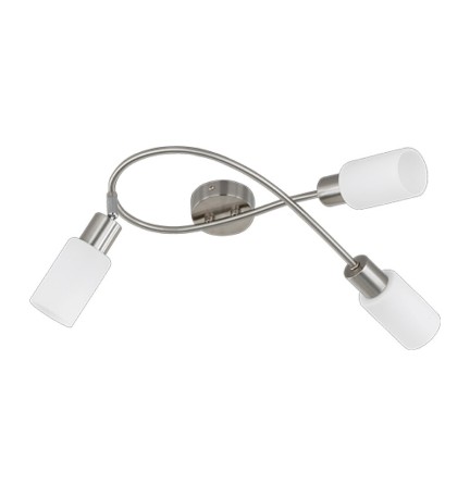 PLAFONIERA MARS 3 LUCI E14 ACCIAIO VETRO D.37