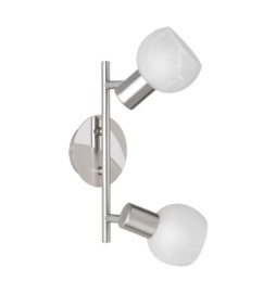 BARRA 2 FARETTI ANTIBES E14 ACCIAIO/VETRO