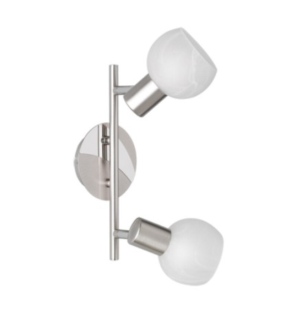 BARRA 2 FARETTI ANTIBES E14 ACCIAIO/VETRO