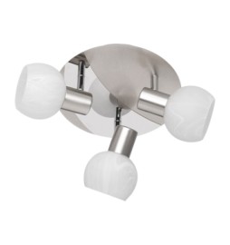 PLAFONIERA ANTIBES 3 LUCI E14 ACCIAIO VETRO D 22 CM