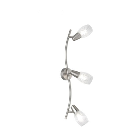 BARRA 3 FARETTI COLMAR E14 VETRO SATINATO