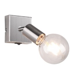 FARETTO DA PARETE VANNES C/INTERRUTTORE ACCIAIO SAT.