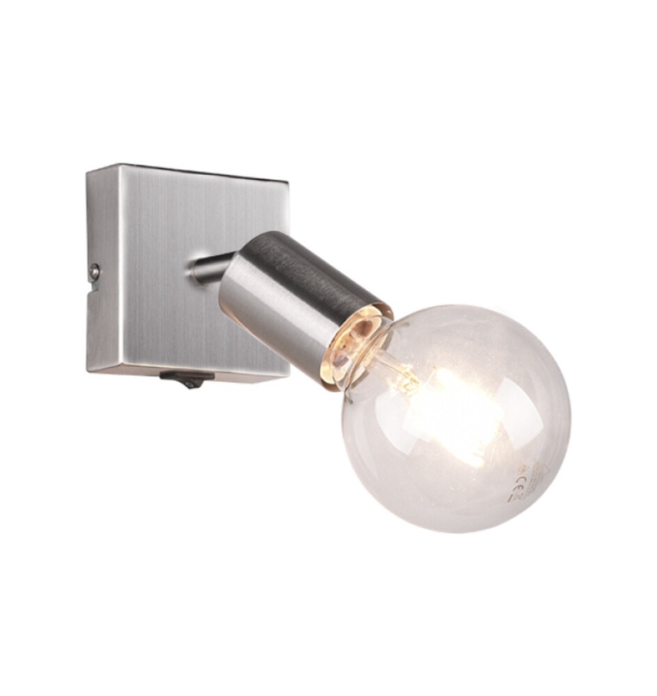 FARETTO DA PARETE VANNES C/INTERRUTTORE ACCIAIO SAT.