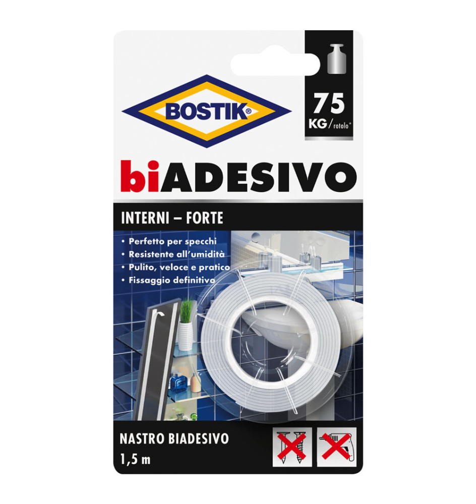 NASTRO BIADESIVO IN SCHIUMA PER INTERNI mm. 19 x 1,5 mt