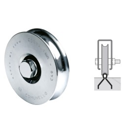 RUOTA PER CANCELLI GOLA A 'U' ø 80 1 cuscinetto 310 (80S) h.gola 9,5 mm