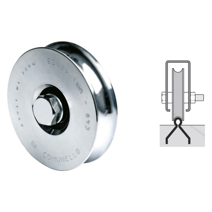 RUOTA PER CANCELLI GOLA A 'U' ø 80 1 cuscinetto 310 (80S) h.gola 9,5 mm
