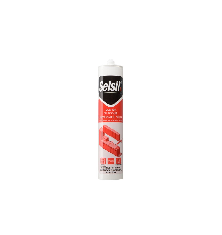SELSIL SILICONE ACETICO PLUS SAC-100 BIANCO 280 ML