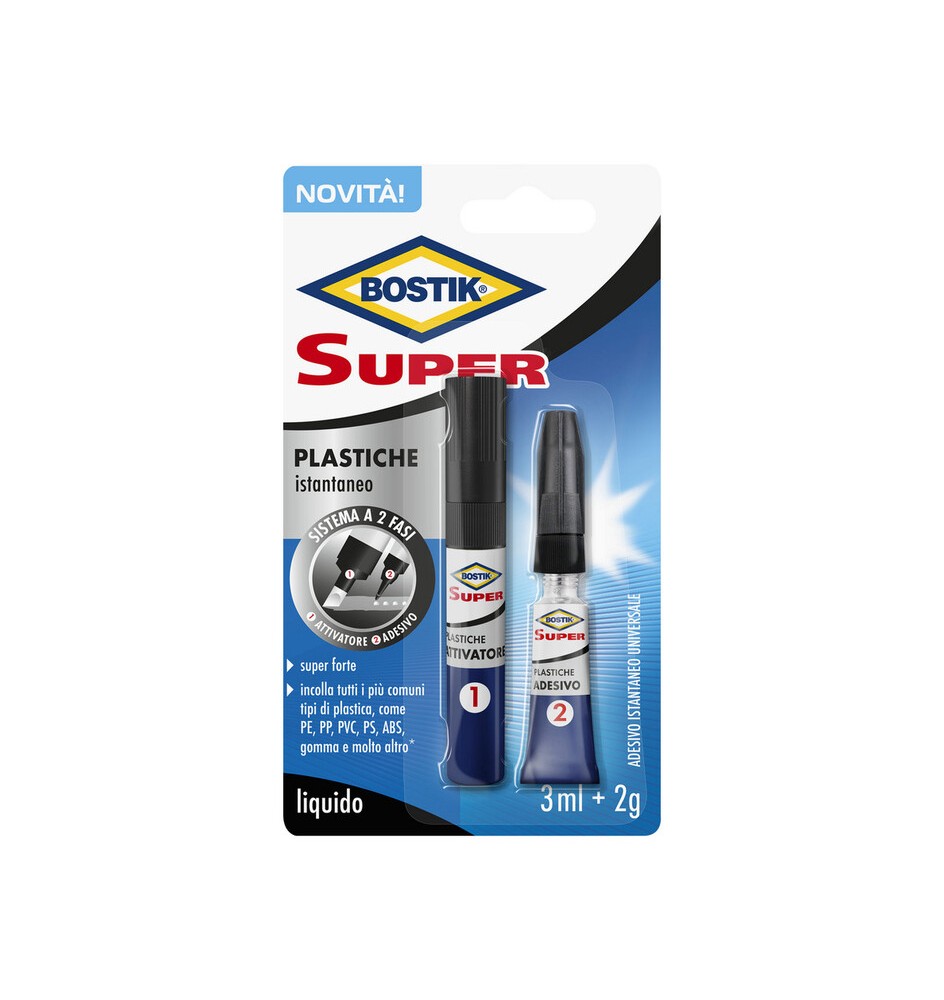 BOSTIK SUPER PLASTICHE ATTIVATORE+ADESIVO BLISTER