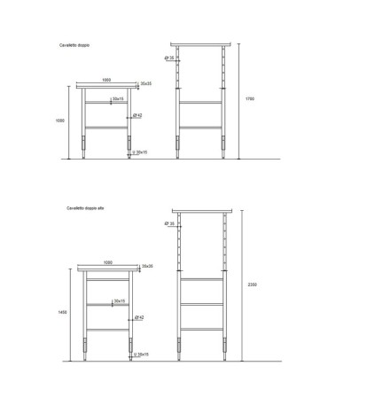 CAVALLETTO DOPPIO REGOLABILE 100-170 CM