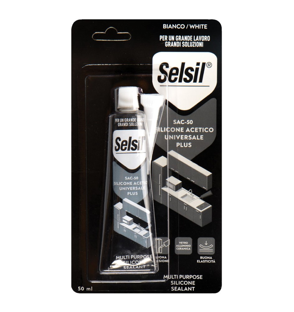 SILICONE ACETICO UNIVERSALE 'SAC 100' bianco ml 50 - (ral 9010) tubetto