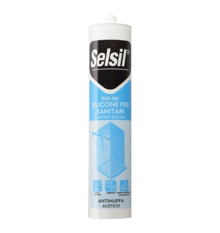 SILICONE ACETICO PER SANITARI 'SAS 100' bianco ml 280 - (ral 9010)
