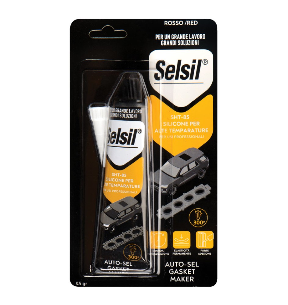 SILICONE ACETICO ALTA TEMPERATURA 'SNH' rosso gr 85 - (ral 3024) tubetto