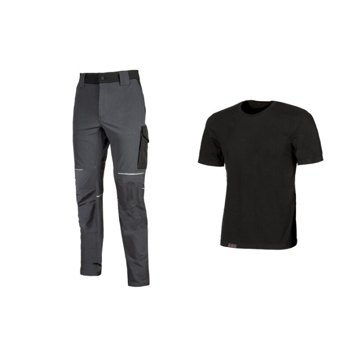 WORKWEAR KIT T-SHIRT+ PANTAL BLACK/GREY TG L