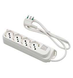 MULTIPRESA CON INTERRUTTORE 3 uscite / spina 2P+T 16A - bianca