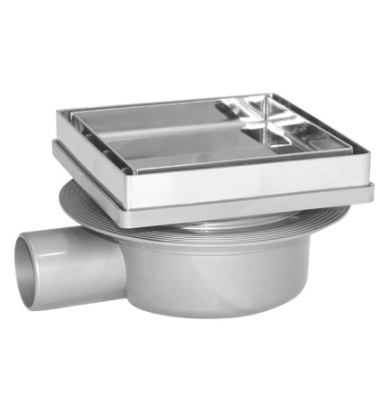 CHIUSINO SIFONATO TELESCOPICO PORTA PIASTRELLA cm 13 x 13 x h. 7,6 - 8,1 - attacco Ø 40 mm