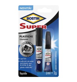 ADESIVO ISTANTANEO 'SUPER PLASTICHE' gr. 2 + attivatore da 3 ml