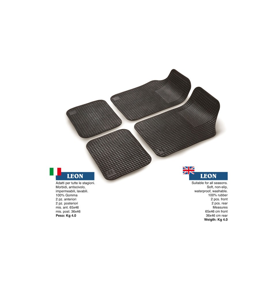 SET TAPPETO AUTO IN GOMMA POLAR 4 PEZZI