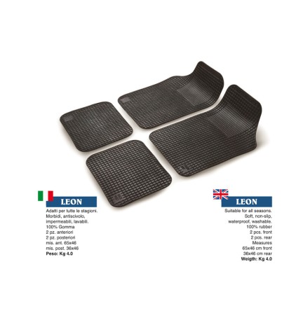 SET TAPPETO AUTO IN GOMMA POLAR 4 PEZZI