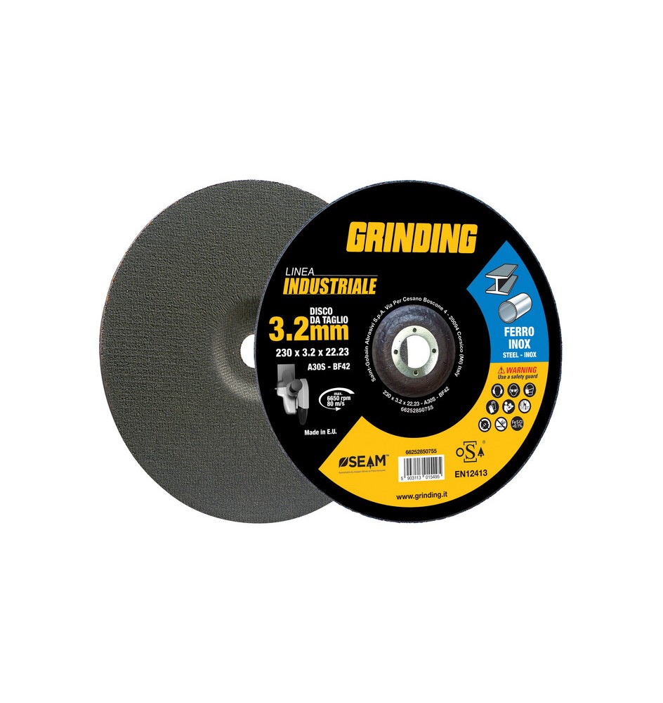 GRINDING INDUSTRIALE DISCO FERRO DEPRESSO 230X3,2