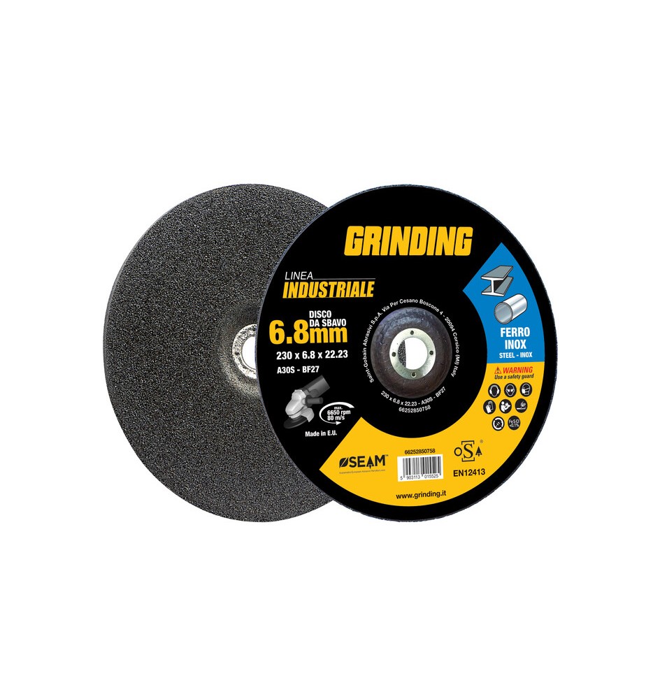 GRINDING INDUSTRIALE DISCO SBAVO FERRO 230X6,8