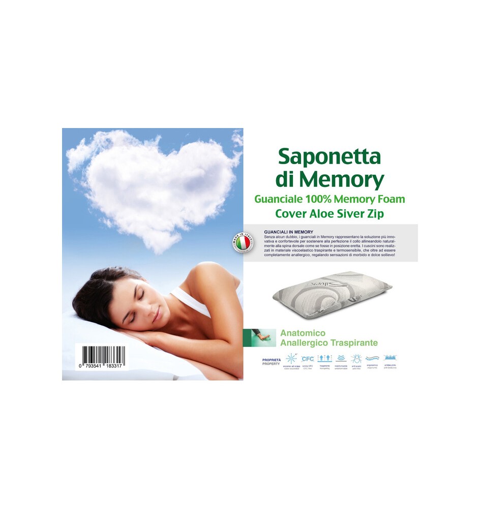 GUANCIALE ALOE SILVER MEMORY FOAM SAPONETTA H.13