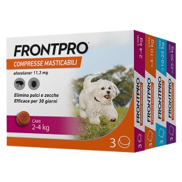 COMPRESSE ANTIPARASSITARIE MASTICABILI 'FRONTPRO' cani da 4 a 10 kg / 3 compresse da 28,3 mg