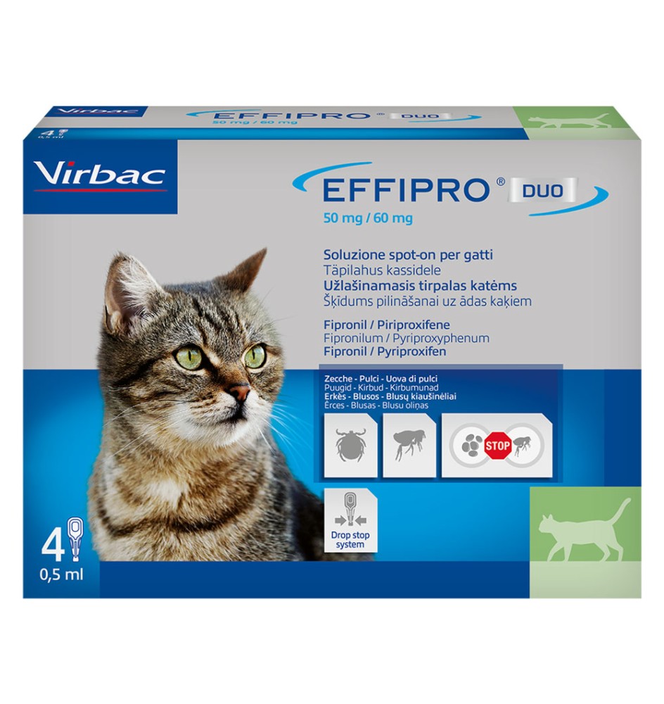 ANTIPARASSITARIO 'EFFIPRO DUO' 'Gatto' da 1 a 6 kg - 4 pipette ml 0,5