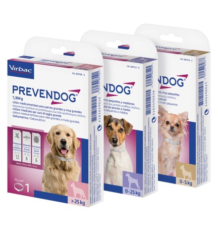 COLLARE ANTIPARASSITARIO PER CANI 'PREVENDOG' da 0 a 5 kg - cm. 35 (scatola 2 pezzi)
