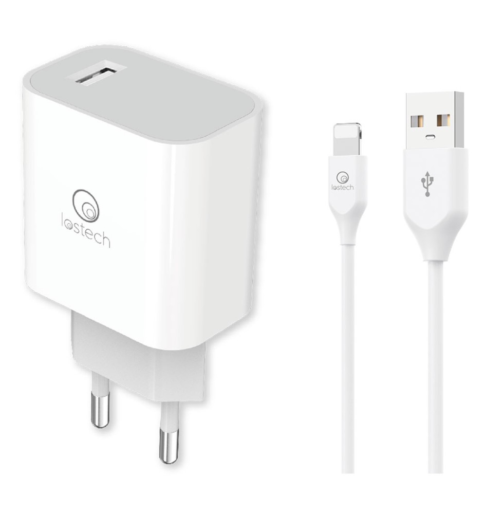SET DI CARICA DA MURO A SINGOLA USB cavo USB attacco lightning apple (pot.max 18W)