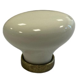 POMOLO PER MOBILI 'OVALE' base ott.vecchio / fondo avorio senza decoro