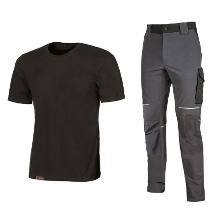 KIT T-SHIRT + PANTALONE 'WORK WEAR' tg. M (maglia black carbon / pantalone asphalt grey)