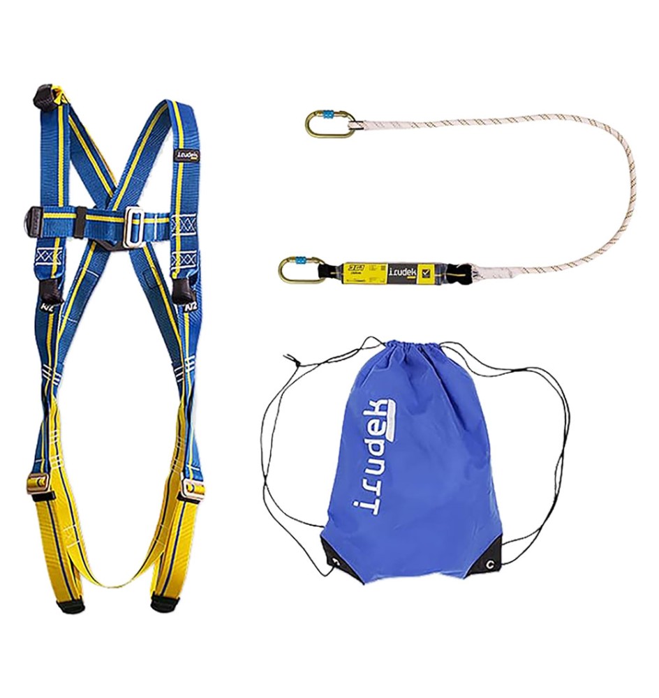 SISTEMA ANTICADUTA IN KIT 'APENINOS' imbracatura dorsale + cordino + connettore