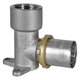 RACCORDO A PRESSARE CURVO CON FLANGIA 3 FORI 'ART. 410' 16 x 2 x 1/2 - femmina