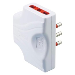 ADATTATORE ULTRAPIATTO TRIPLO SERIE 'EMILIA EXTRA PIATTA' presa 2P+T 10A - spina 2P+T 10A / bianco