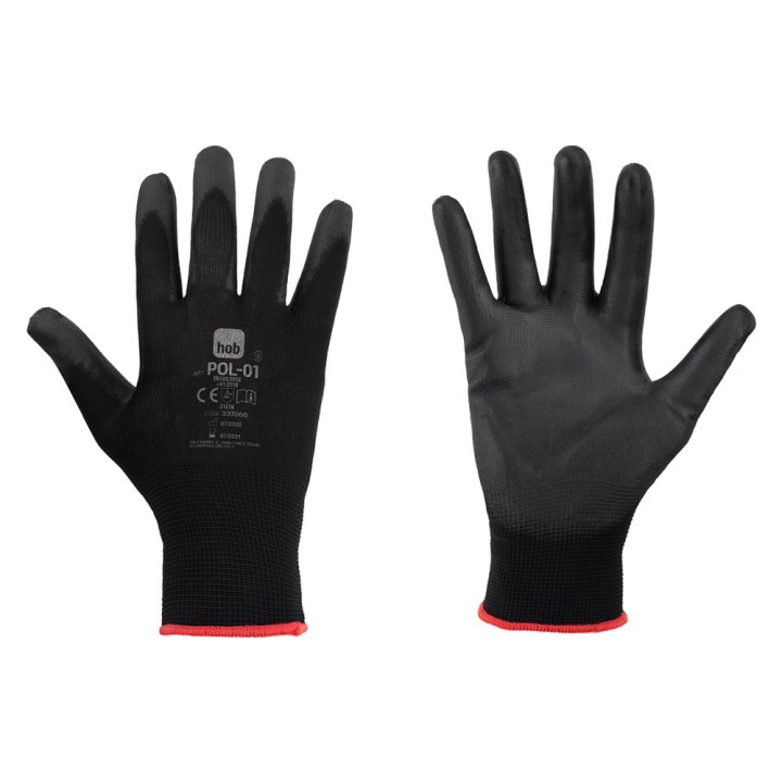 GUANTI POLIESTERE/POLIURETANO 'SPECIAL HOB POL-01' Tg. 7 - colore nero