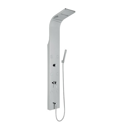 PARETE ATTREZZATA MULTIFUNZIONE MOD. VITTORIA CON LED Acciaio inox lucidato