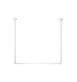 BASTONE PER TENDA DOCCIA DOCCIA 3 LATI IN ALLUMINIO BIANCO Bianco 80x80x80 cm