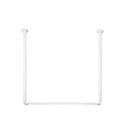 BASTONE PER TENDA DOCCIA DOCCIA 3 LATI IN ALLUMINIO BIANCO Bianco 80x80x80 cm