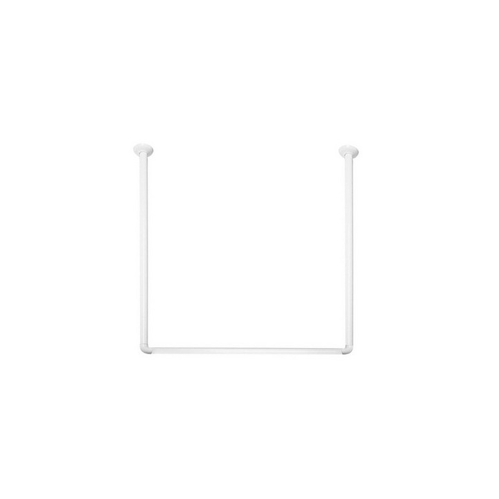 BASTONE PER TENDA DOCCIA DOCCIA 3 LATI IN ALLUMINIO BIANCO Bianco 80x80x80 cm