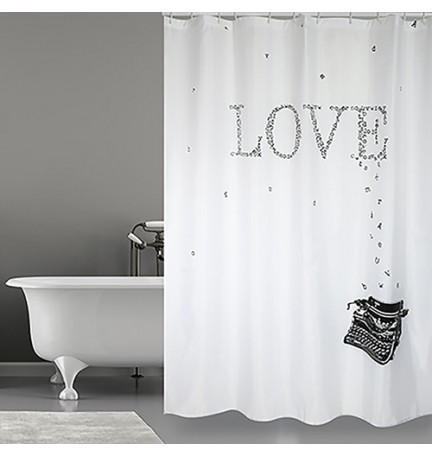 TENDA PER DOCCIA IN TESSUTO POLIESTERE LOVE cm 180x200