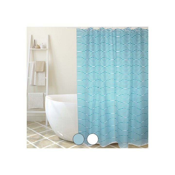 TENDA PER DOCCIA IN TESSUTO POLIESTERE WAVE cm 180x200 Turchese
