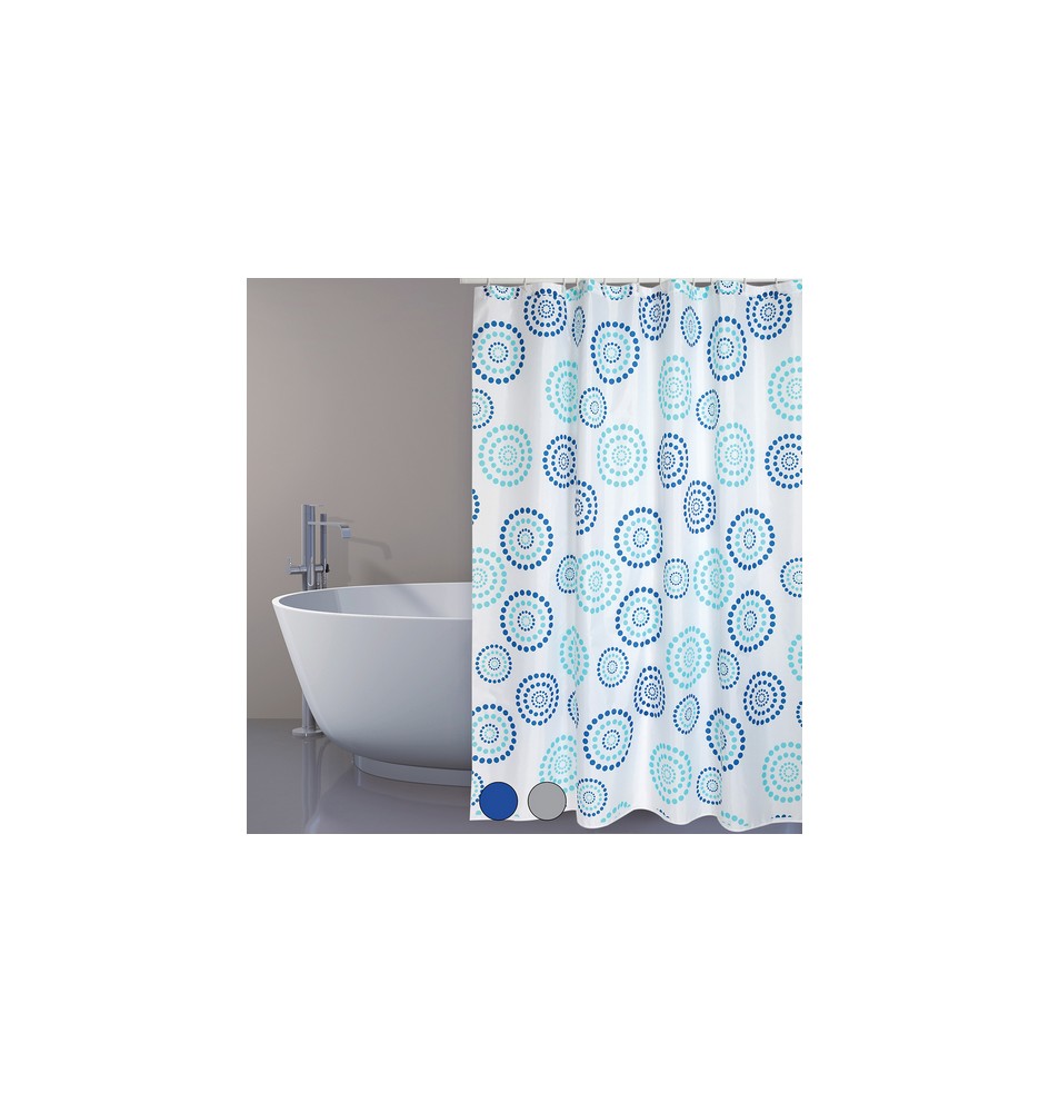 TENDA PER DOCCIA IN TESSUTO POLIESTERE DOTS cm 180x200 Blu