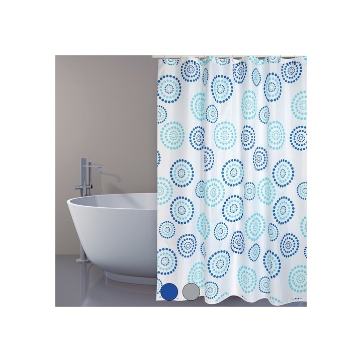 TENDA PER DOCCIA IN TESSUTO POLIESTERE DOTS cm 180x200 Blu