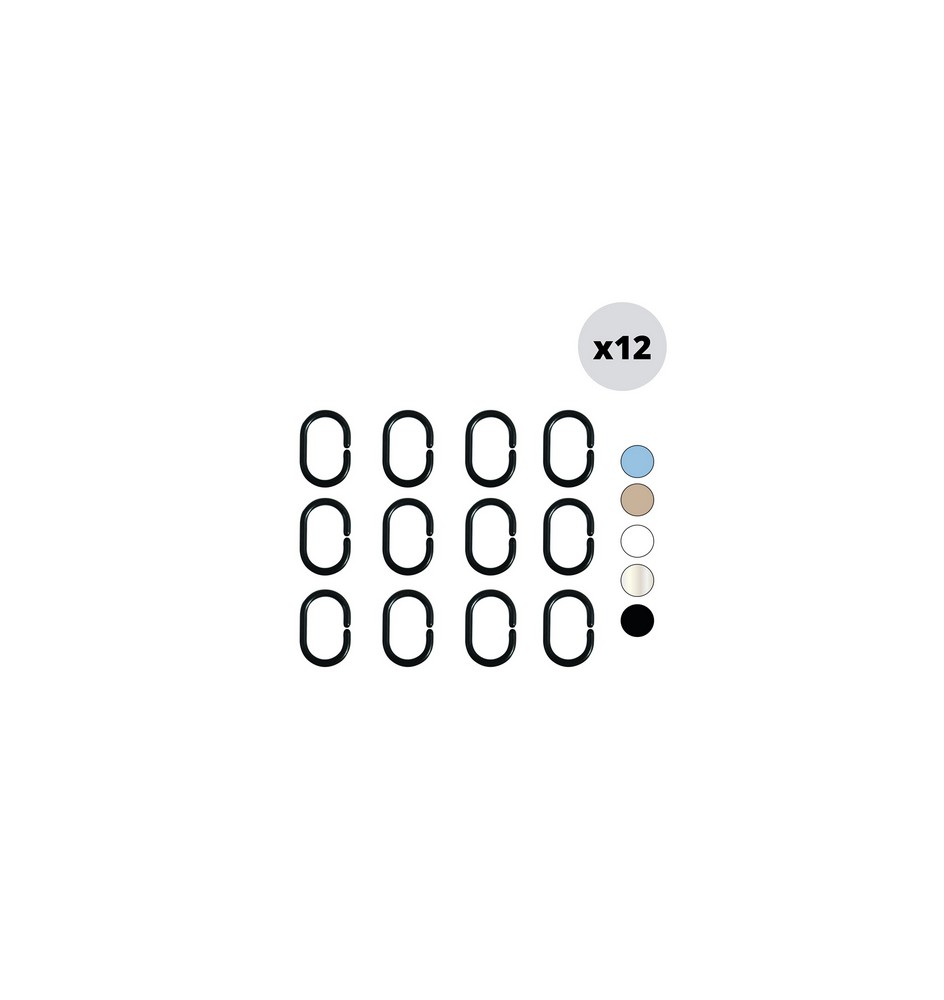 12 PZ ANELLI PER TENDA DOCCIA IN POLIPROPILENE Azzurri